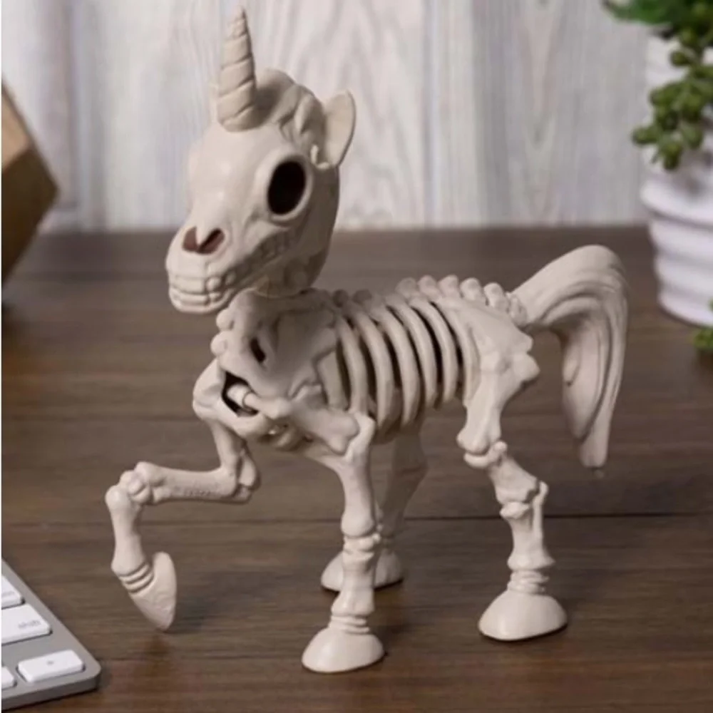 6.75” Halloween Unicorn Skeleton Figure - Picture 2 of 7